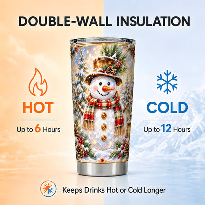 #pl[20oz|Steel] Jeweled Snowman Tumbler 20oz, Christmas Tumbler, Stainless Steel Travel Cup