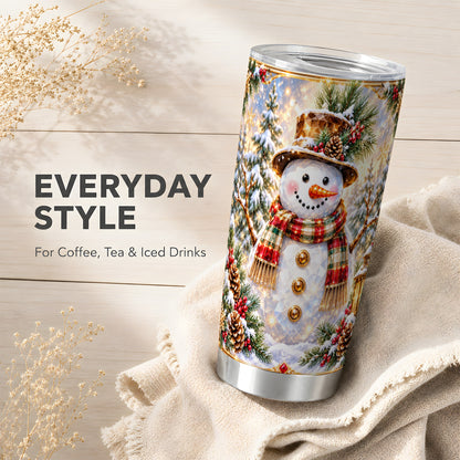 #pl[20oz|Steel] Jeweled Snowman Tumbler 20oz, Christmas Tumbler, Stainless Steel Travel Cup