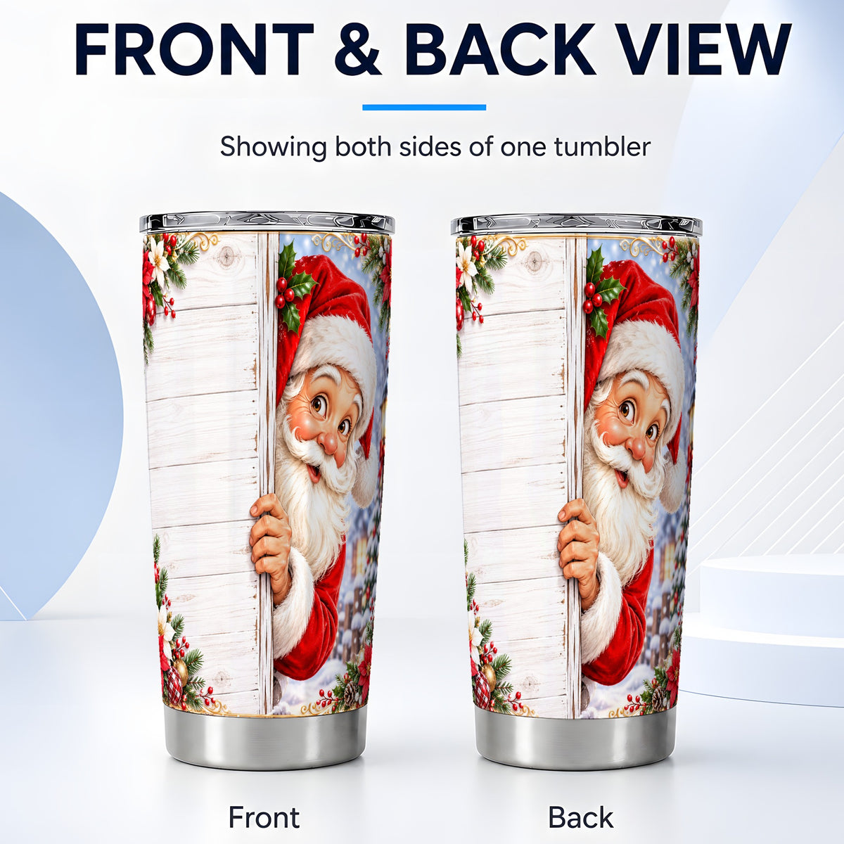 #pl[20oz|Steel] Christmas Santa Tumbler 20oz, Holiday Tumbler, Stainless Steel Travel Cup
