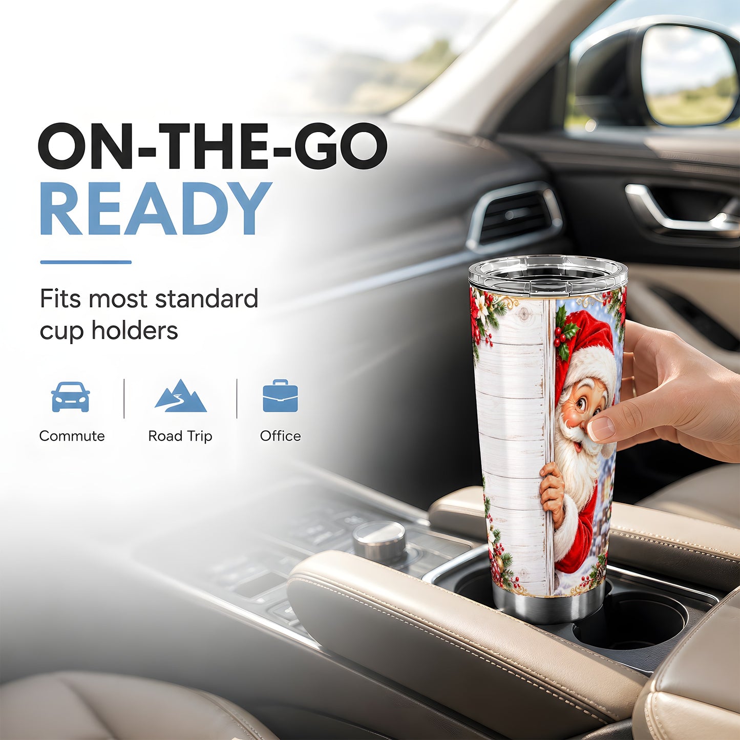 #pl[20oz|Steel] Christmas Santa Tumbler 20oz, Holiday Tumbler, Stainless Steel Travel Cup