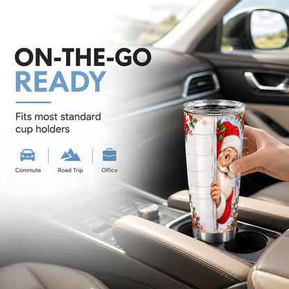 #pl[20oz|Steel] Christmas Santa Tumbler 20oz, Holiday Tumbler, Stainless Steel Travel Cup