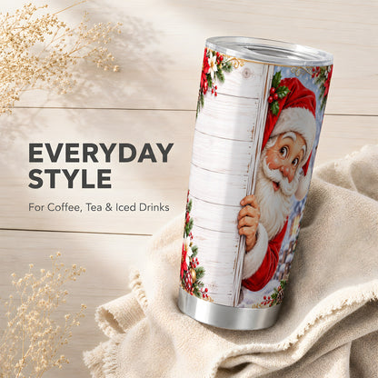 #pl[20oz|Steel] Christmas Santa Tumbler 20oz, Holiday Tumbler, Stainless Steel Travel Cup