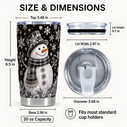 #pl[20oz|Steel] Crystal Snowman Tumbler 20oz, Winter Tumbler, Stainless Steel Travel Cup