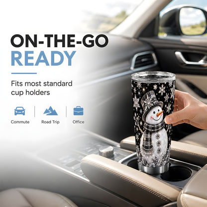 #pl[20oz|Steel] Crystal Snowman Tumbler 20oz, Winter Tumbler, Stainless Steel Travel Cup