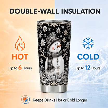 #pl[20oz|Steel] Pearl Snowman Tumbler 20oz, Winter Tumbler, Stainless Steel Travel Cup