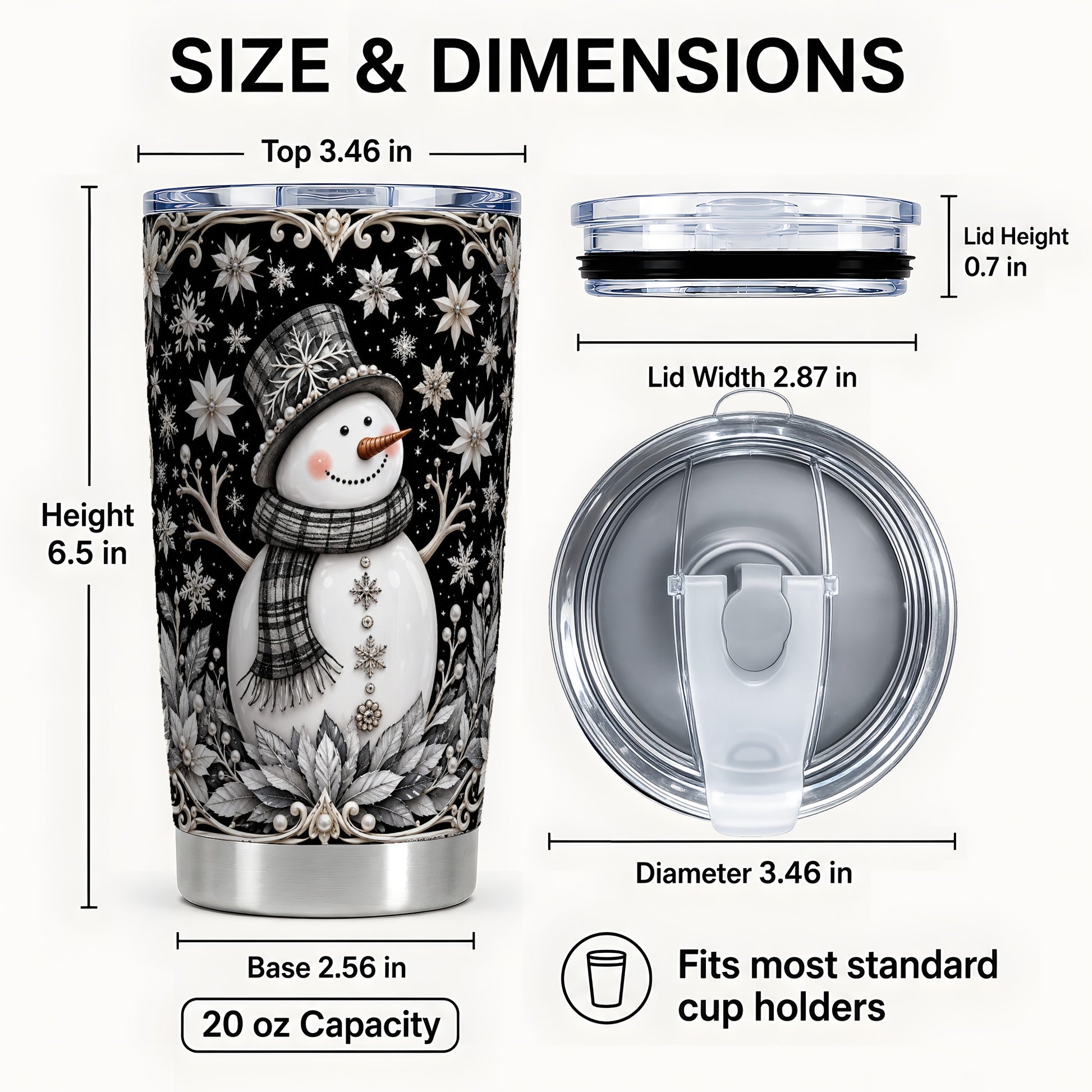 #pl[20oz|Steel] Pearl Snowman Tumbler 20oz, Winter Tumbler, Stainless Steel Travel Cup
