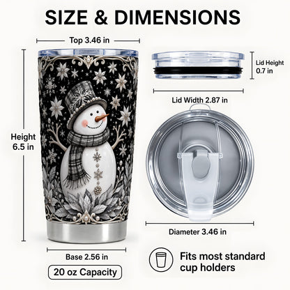 #pl[20oz|Steel] Pearl Snowman Tumbler 20oz, Winter Tumbler, Stainless Steel Travel Cup