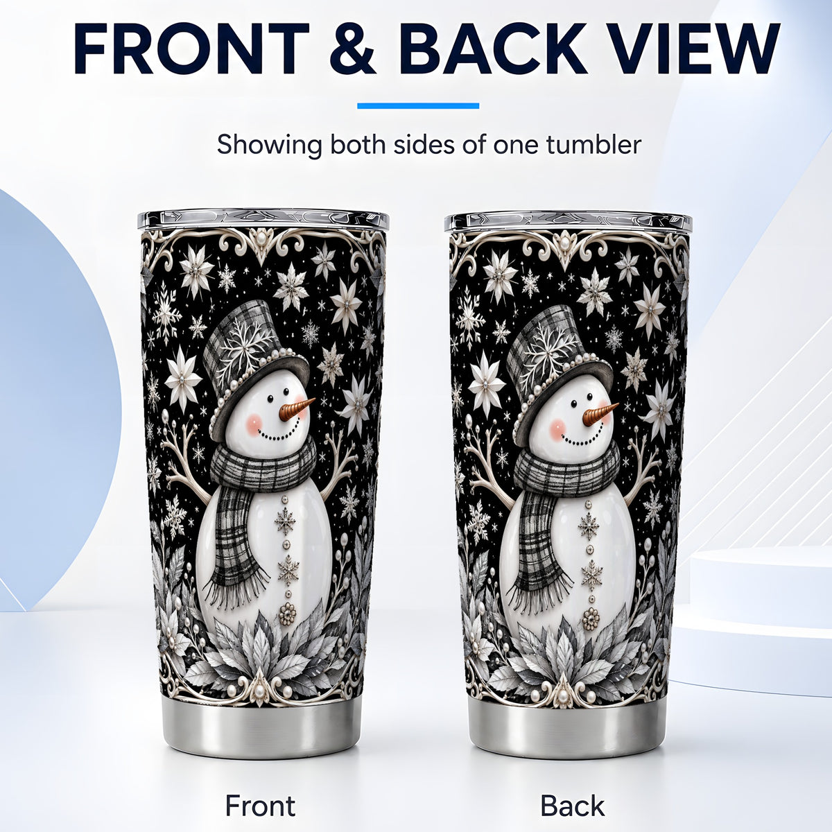 #pl[20oz|Steel] Pearl Snowman Tumbler 20oz, Winter Tumbler, Stainless Steel Travel Cup