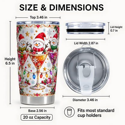 #pl[20oz|Steel] Snowman Martini Tumbler 20oz, Christmas Tumbler, Stainless Steel Travel Cup