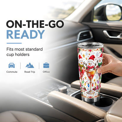 #pl[20oz|Steel] Snowman Martini Tumbler 20oz, Christmas Tumbler, Stainless Steel Travel Cup