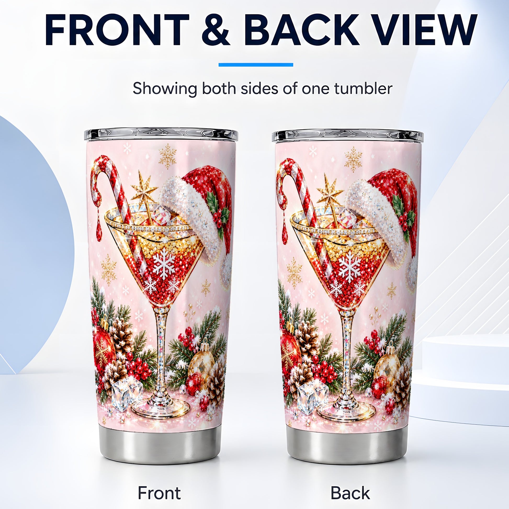 #pl[20oz|Steel] Christmas Martini Tumbler 20oz, Cocktail Tumbler, Stainless Steel Travel Cup