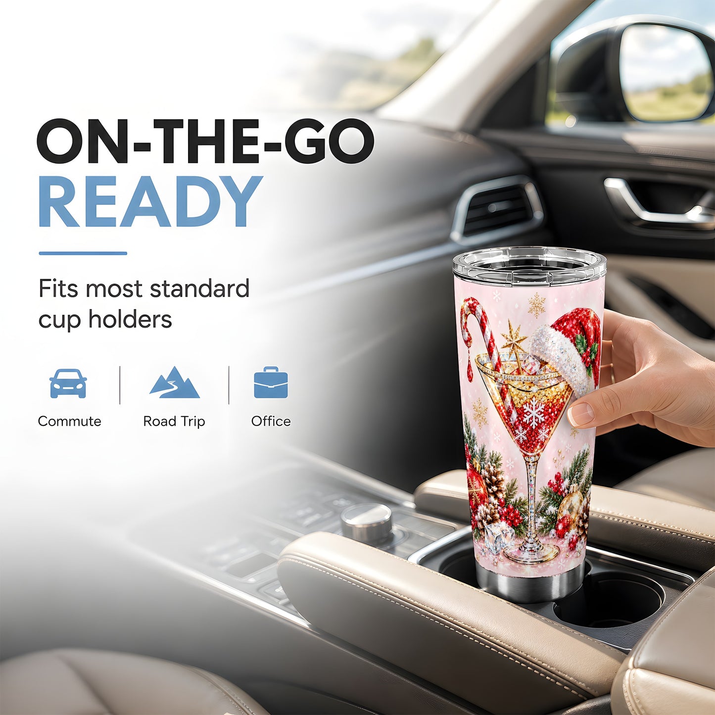 #pl[20oz|Steel] Christmas Martini Tumbler 20oz, Cocktail Tumbler, Stainless Steel Travel Cup