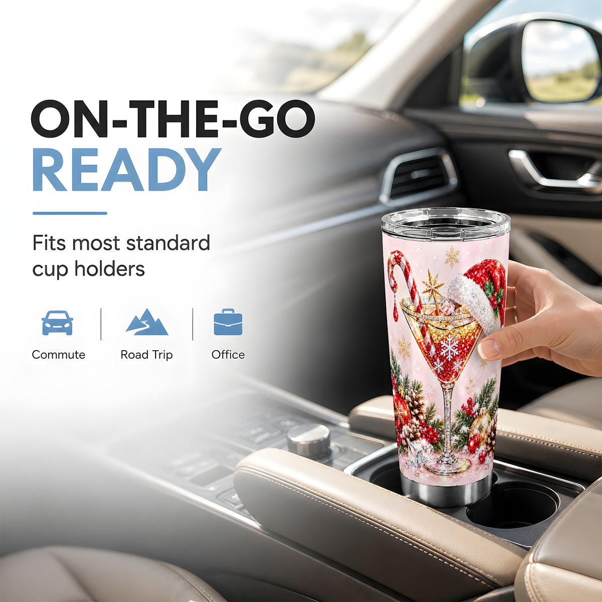 #pl[20oz|Steel] Christmas Martini Tumbler 20oz, Cocktail Tumbler, Stainless Steel Travel Cup