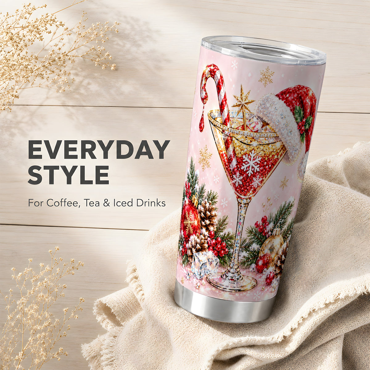 #pl[20oz|Steel] Christmas Martini Tumbler 20oz, Cocktail Tumbler, Stainless Steel Travel Cup
