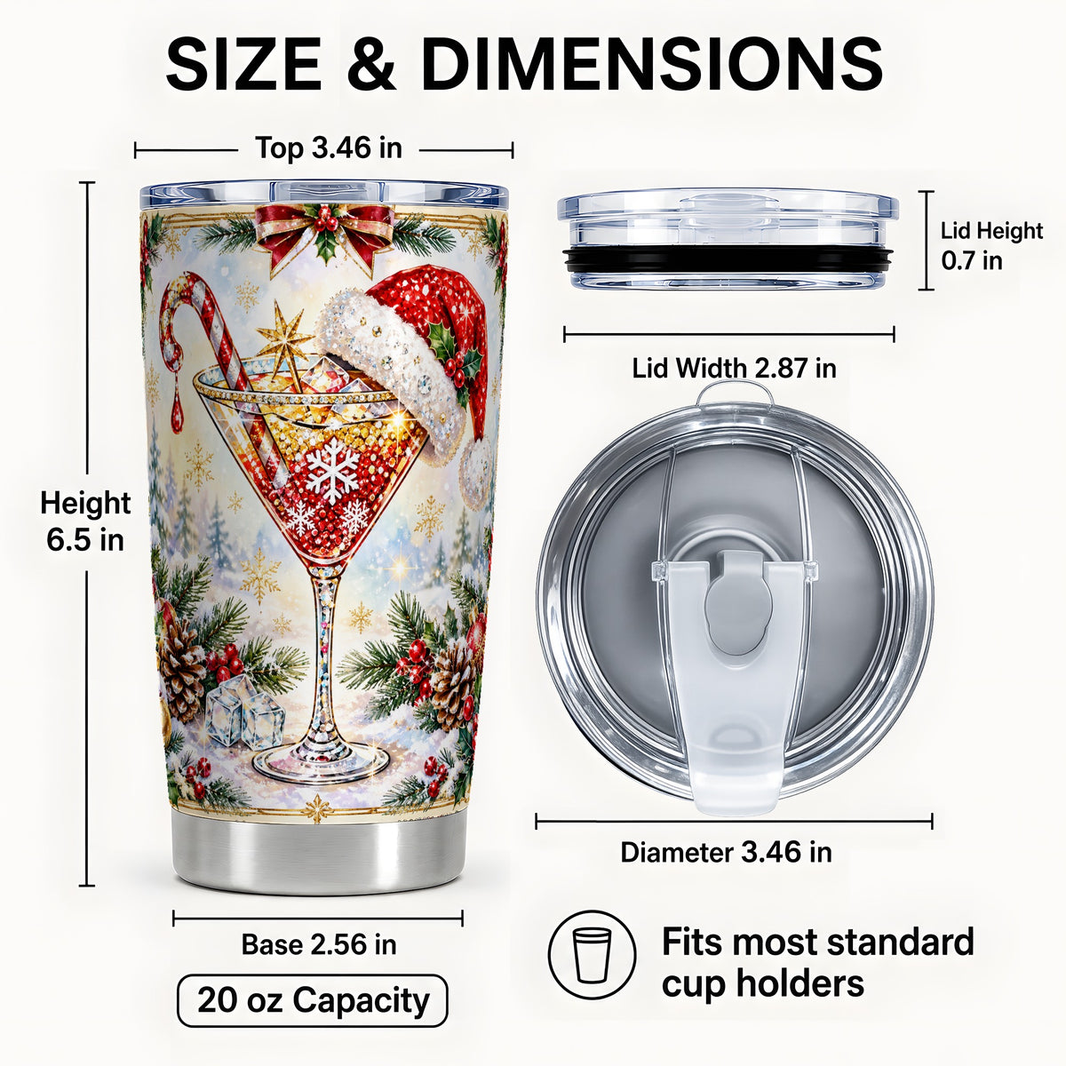 #pl[20oz|Steel] Christmas Cocktail Tumbler 20oz, Holiday Tumbler, Stainless Travel Cup