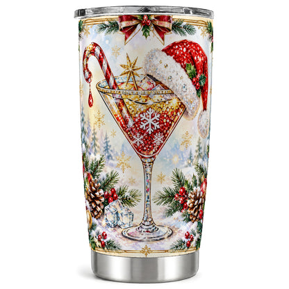 Christmas Cocktail Tumbler 20oz, Holiday Tumbler, Stainless Travel Cup