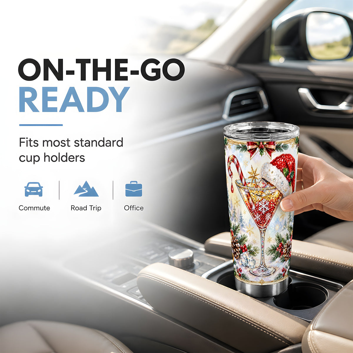 #pl[20oz|Steel] Christmas Cocktail Tumbler 20oz, Holiday Tumbler, Stainless Travel Cup