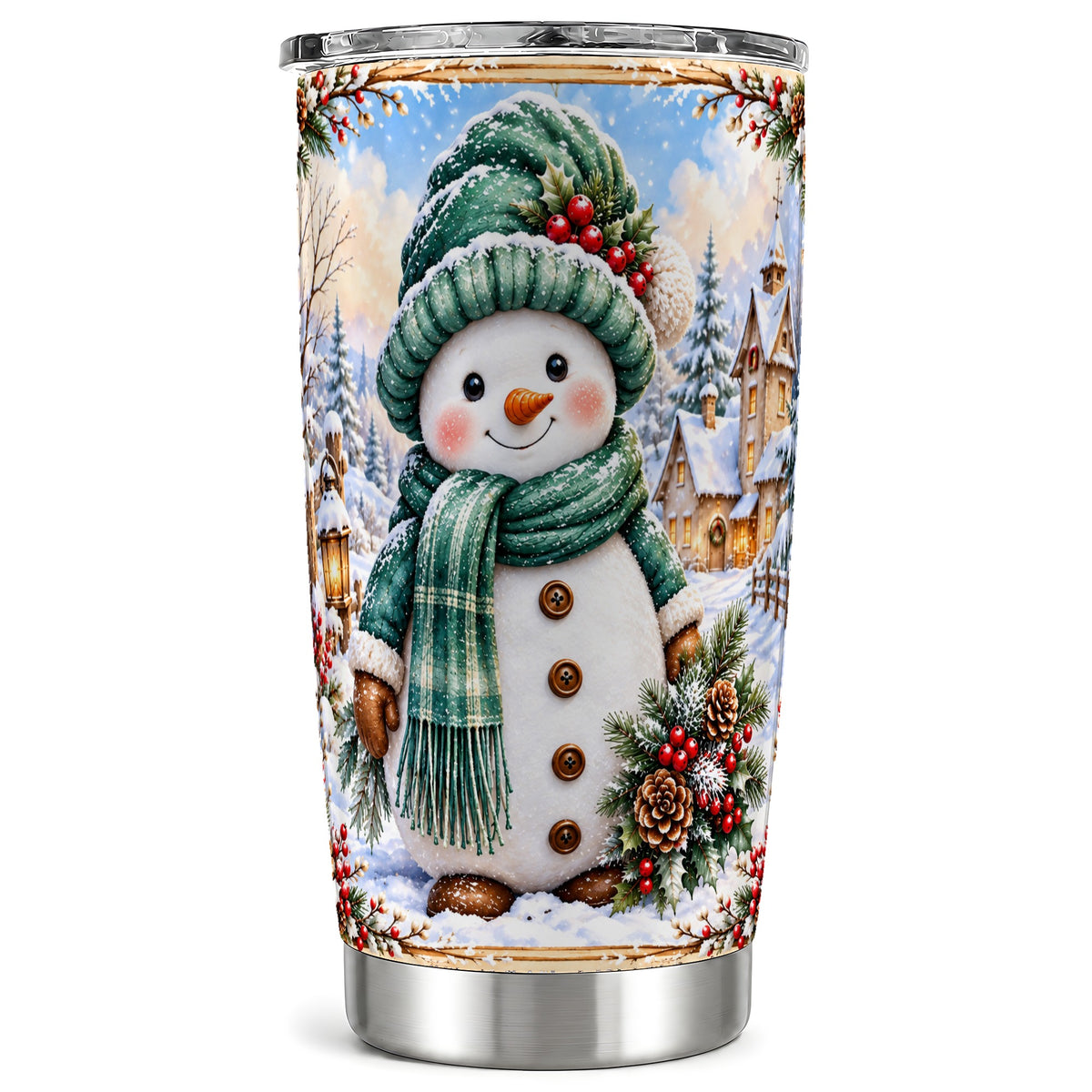 Christmas Snowman Tumbler 20oz, Winter Tumbler, Stainless Travel Cup