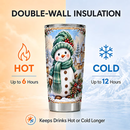 #pl[20oz|Steel] Christmas Snowman Tumbler 20oz, Winter Tumbler, Stainless Travel Cup