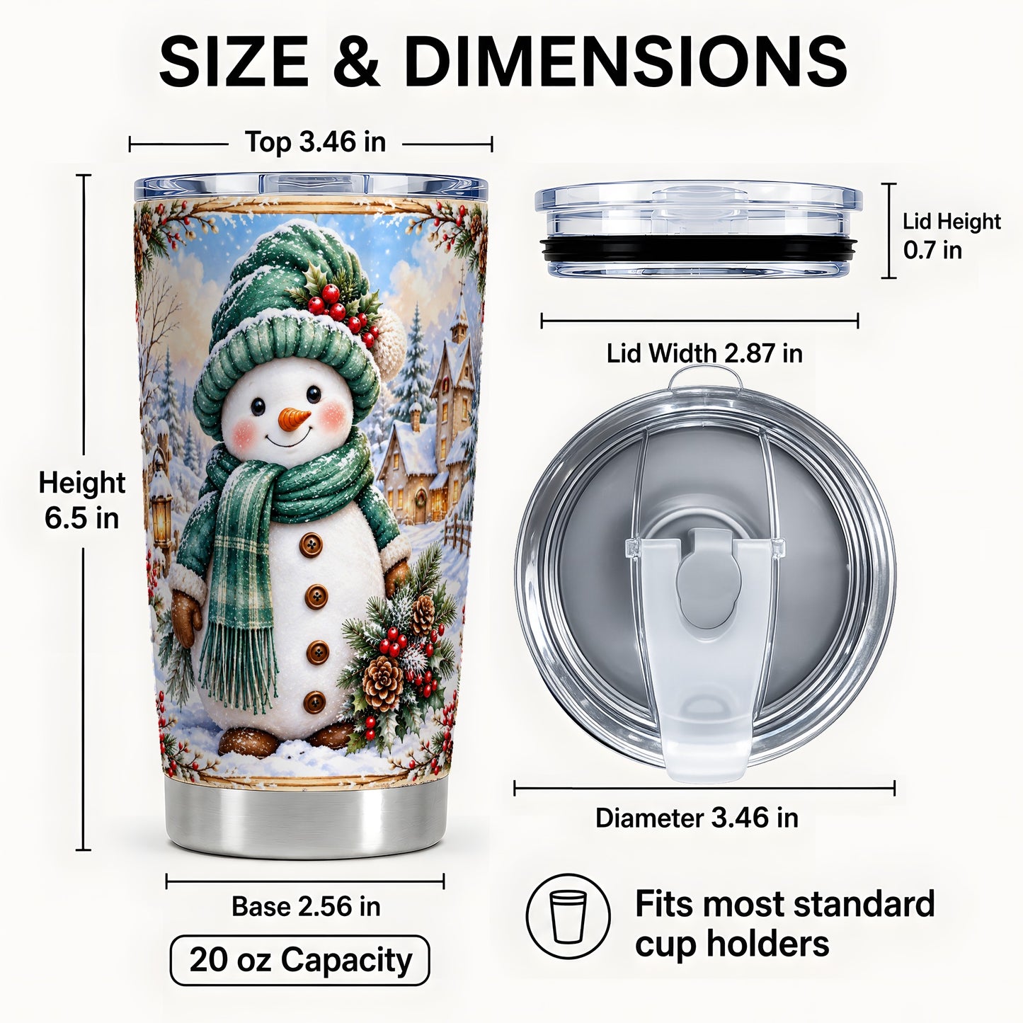 #pl[20oz|Steel] Christmas Snowman Tumbler 20oz, Winter Tumbler, Stainless Travel Cup