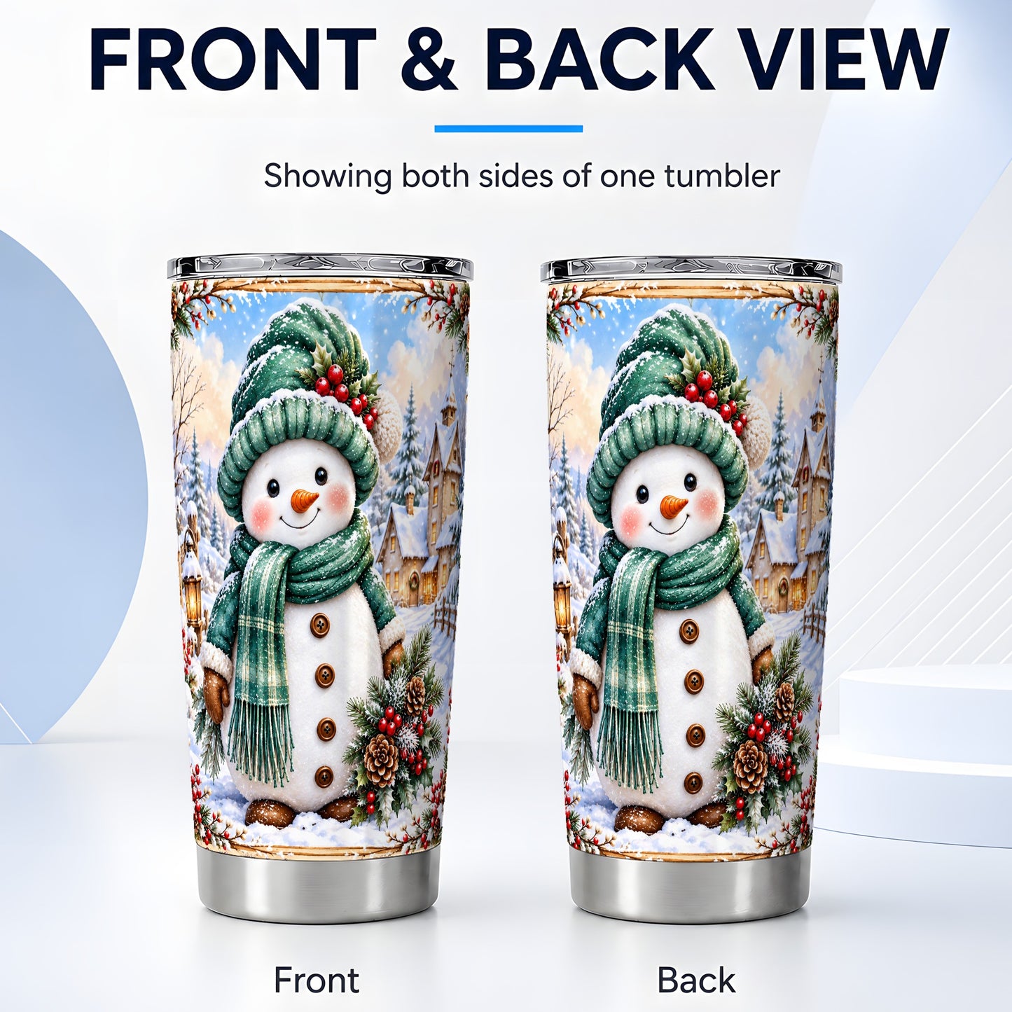#pl[20oz|Steel] Christmas Snowman Tumbler 20oz, Winter Tumbler, Stainless Travel Cup