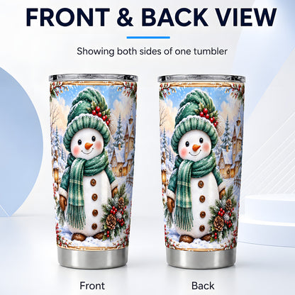#pl[20oz|Steel] Christmas Snowman Tumbler 20oz, Winter Tumbler, Stainless Travel Cup