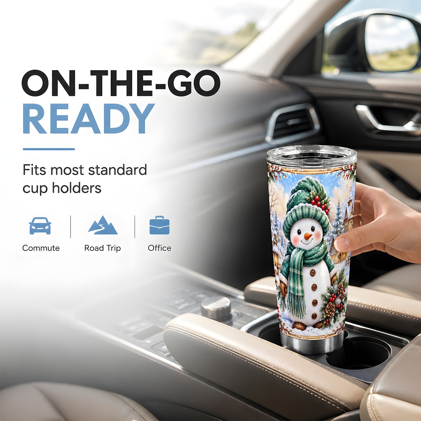 #pl[20oz|Steel] Christmas Snowman Tumbler 20oz, Winter Tumbler, Stainless Travel Cup