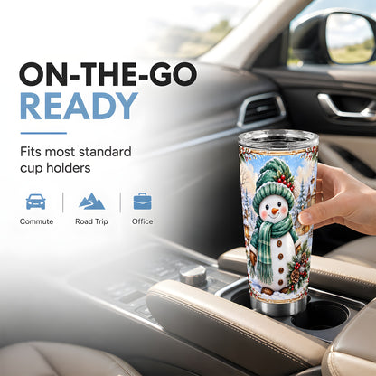 #pl[20oz|Steel] Christmas Snowman Tumbler 20oz, Winter Tumbler, Stainless Travel Cup
