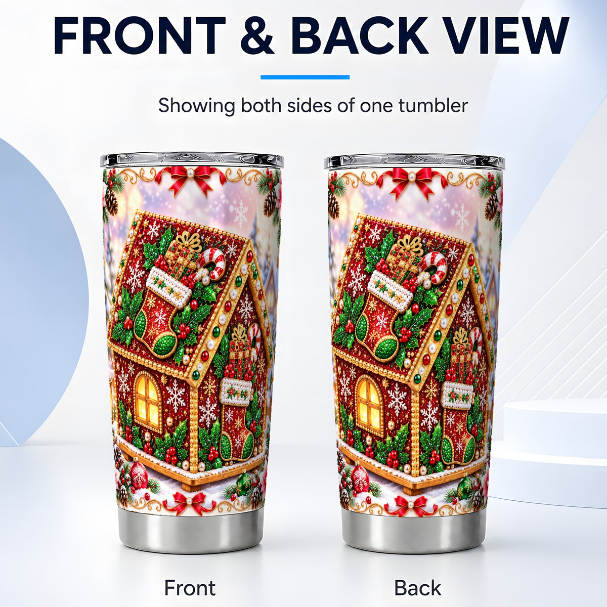 #pl[20oz|Steel] Gingerbread House Tumbler 20oz, Christmas Tumbler, Stainless Travel Cup