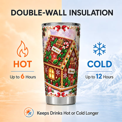 #pl[20oz|Steel] Gingerbread House Tumbler 20oz, Christmas Tumbler, Stainless Travel Cup