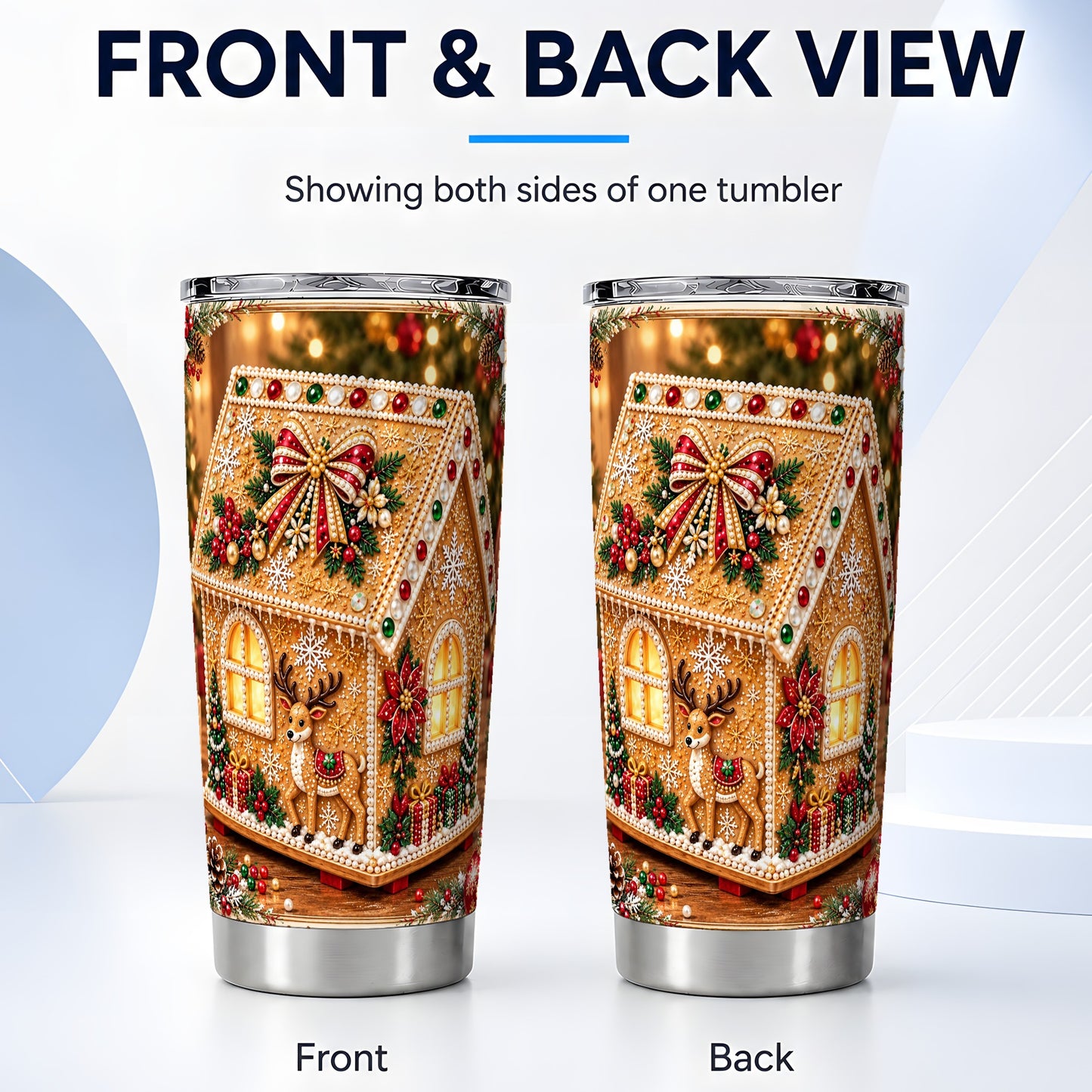 #pl[20oz|Steel] Gingerbread House Tumbler 20oz, Holiday Tumbler, Stainless Steel Travel Cup