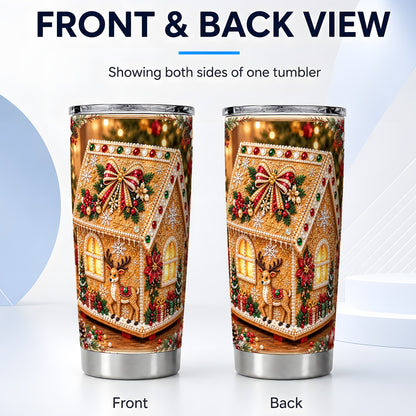 #pl[20oz|Steel] Gingerbread House Tumbler 20oz, Holiday Tumbler, Stainless Steel Travel Cup