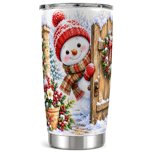 Snowman Christmas Tumbler 20oz, Winter Tumbler, Stainless Steel Travel Cup