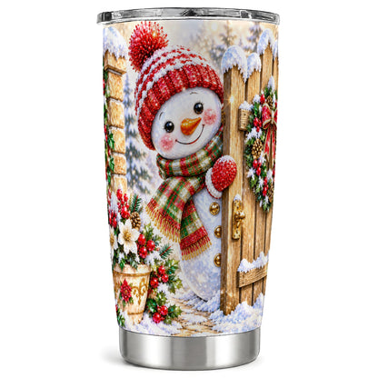 Jeweled Snowman Tumbler 20oz, Christmas Tumbler, Steel Travel Cup