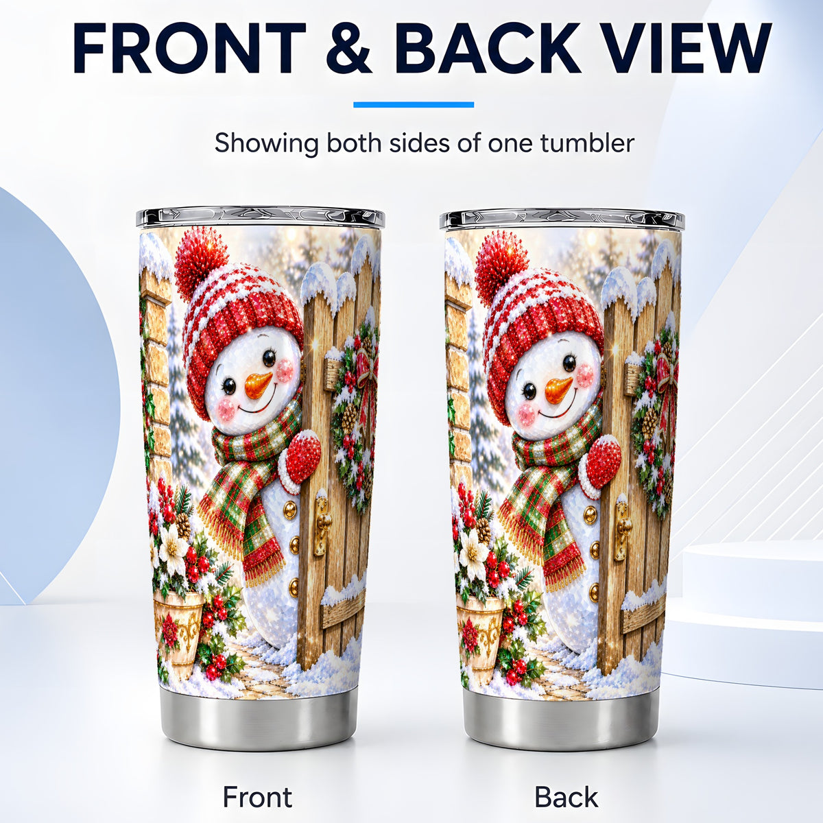 #pl[20oz|Steel] Jeweled Snowman Tumbler 20oz, Christmas Tumbler, Steel Travel Cup
