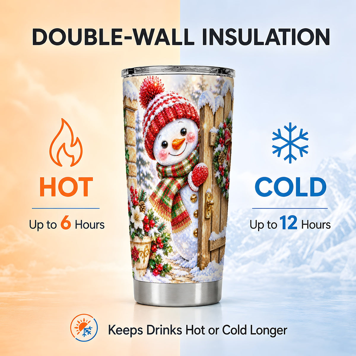 #pl[20oz|Steel] Jeweled Snowman Tumbler 20oz, Christmas Tumbler, Steel Travel Cup
