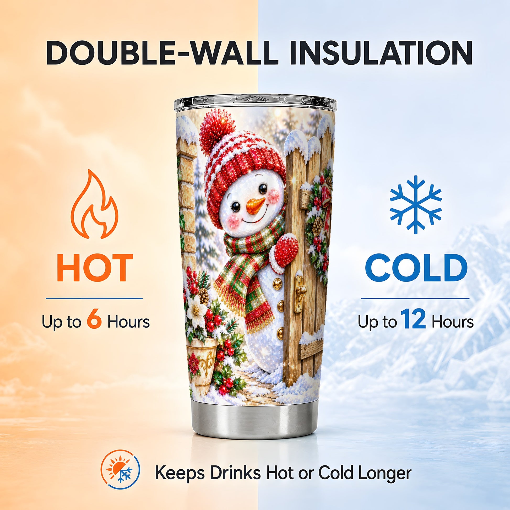#pl[20oz|Steel] Jeweled Snowman Tumbler 20oz, Christmas Tumbler, Steel Travel Cup