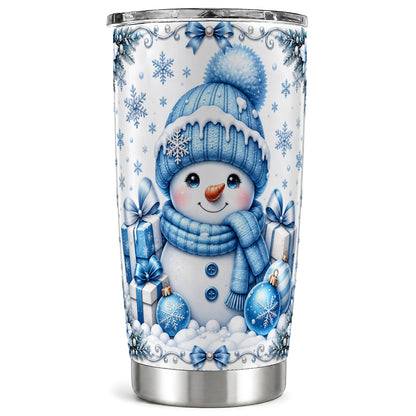 Blue Snowman Tumbler 20oz, Christmas Tumbler, Stainless Steel Travel Cup