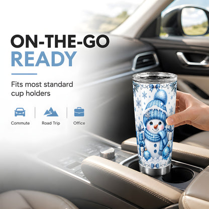 #pl[20oz|Steel] Blue Snowman Tumbler 20oz, Christmas Tumbler, Stainless Steel Travel Cup
