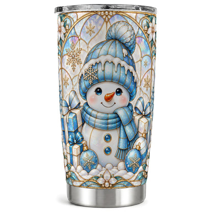 Blue Snowman Tumbler 20oz, Winter Tumbler, Stainless Steel Travel Cup