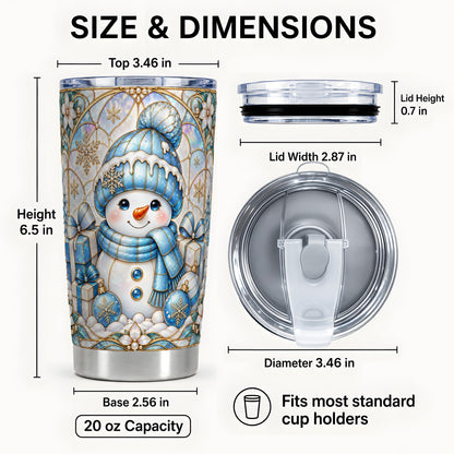 #pl[20oz|Steel] Blue Snowman Tumbler 20oz, Winter Tumbler, Stainless Steel Travel Cup