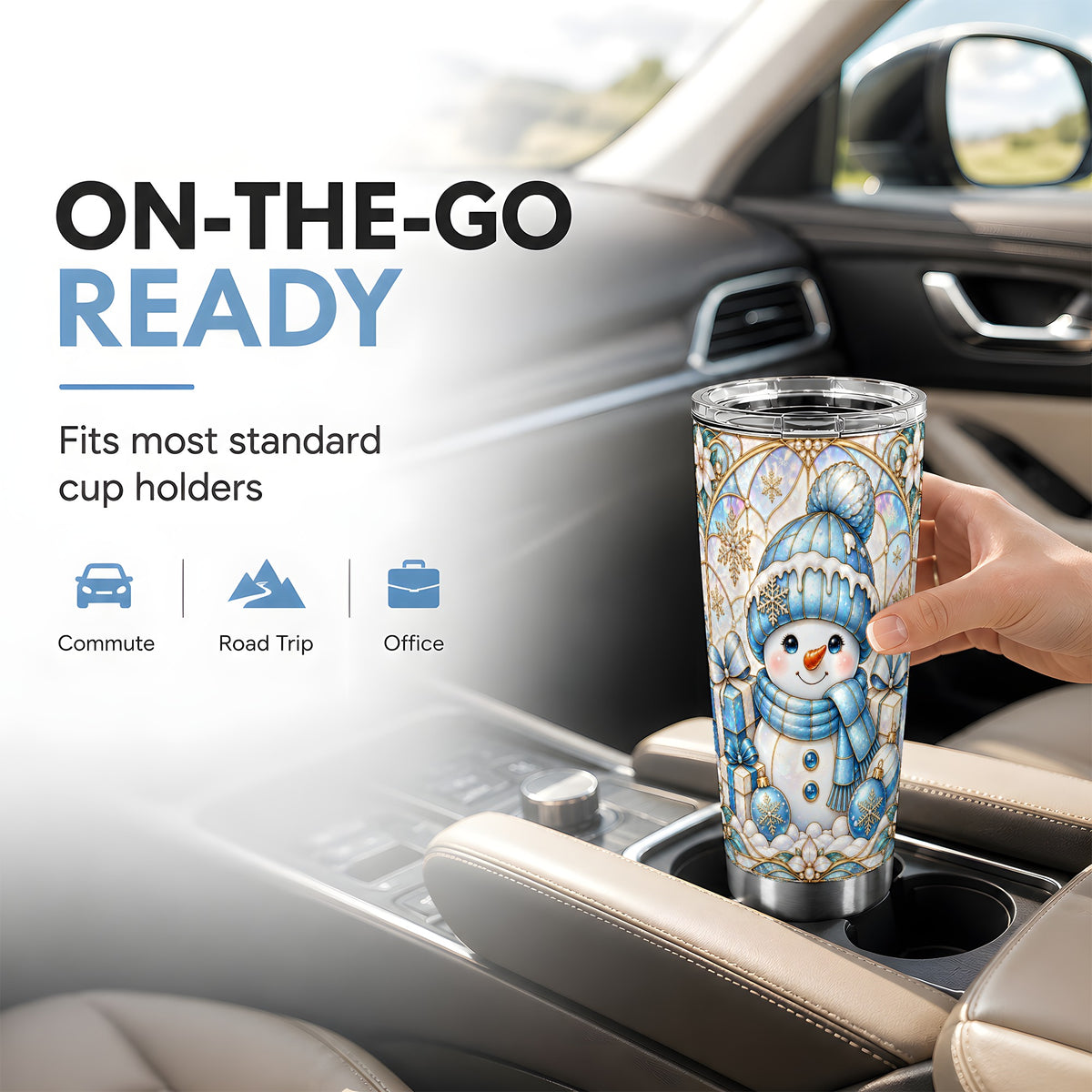 #pl[20oz|Steel] Blue Snowman Tumbler 20oz, Winter Tumbler, Stainless Steel Travel Cup