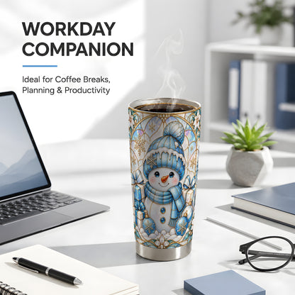 #pl[20oz|Steel] Blue Snowman Tumbler 20oz, Winter Tumbler, Stainless Steel Travel Cup