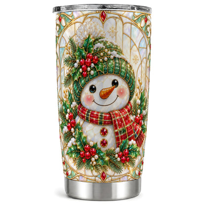 Christmas Snowman Tumbler 20oz, Plaid Tumbler, Stainless Steel Travel Cup