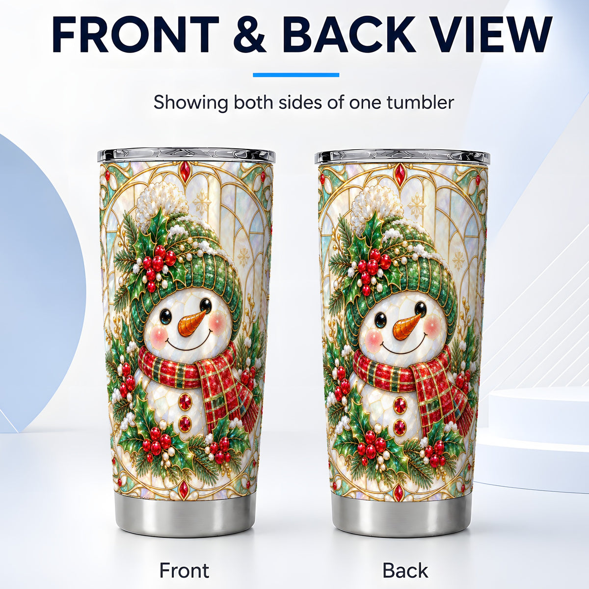 #pl[20oz|Steel] Christmas Snowman Tumbler 20oz, Plaid Tumbler, Stainless Steel Travel Cup