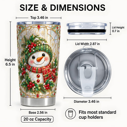 #pl[20oz|Steel] Christmas Snowman Tumbler 20oz, Plaid Tumbler, Stainless Steel Travel Cup