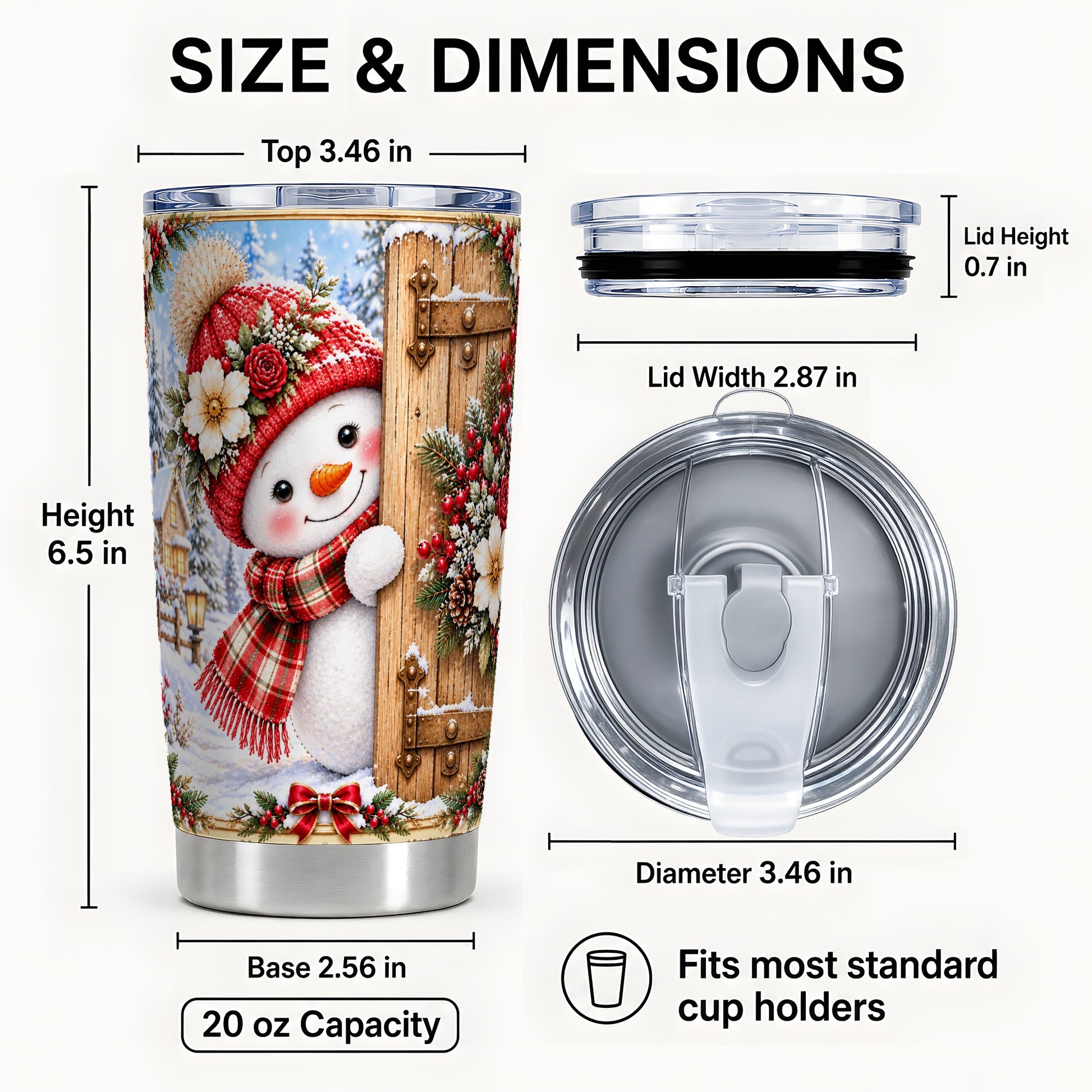 #pl[20oz|Steel] Christmas Snowman Tumbler 20oz, Cottage Tumbler, Stainless Steel Travel Cup