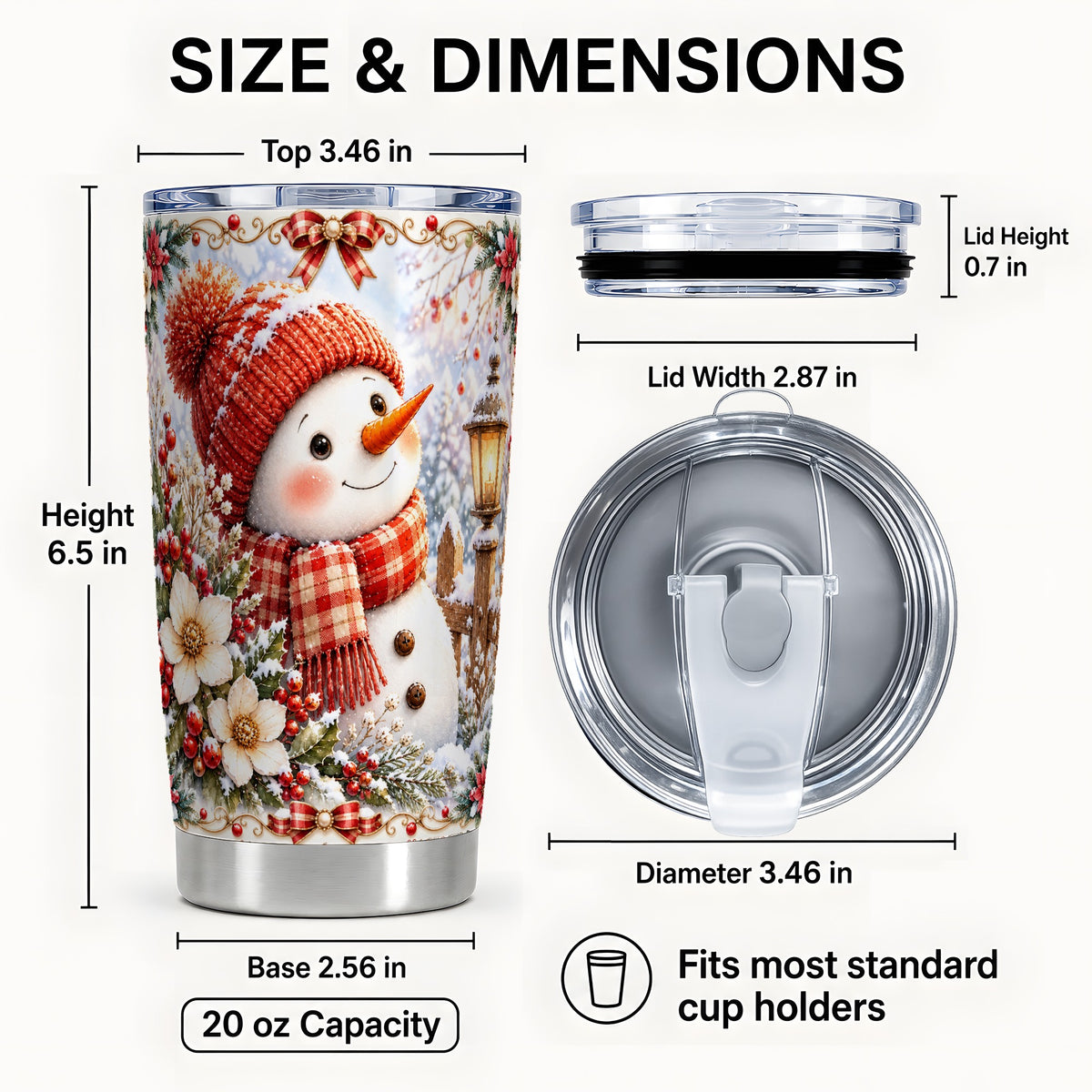 #pl[20oz|Steel] Snowman Tumbler 20oz, Winter Lantern Tumbler, Stainless Steel Travel Cup