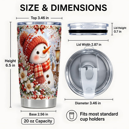 #pl[20oz|Steel] Snowman Tumbler 20oz, Winter Lantern Tumbler, Stainless Steel Travel Cup