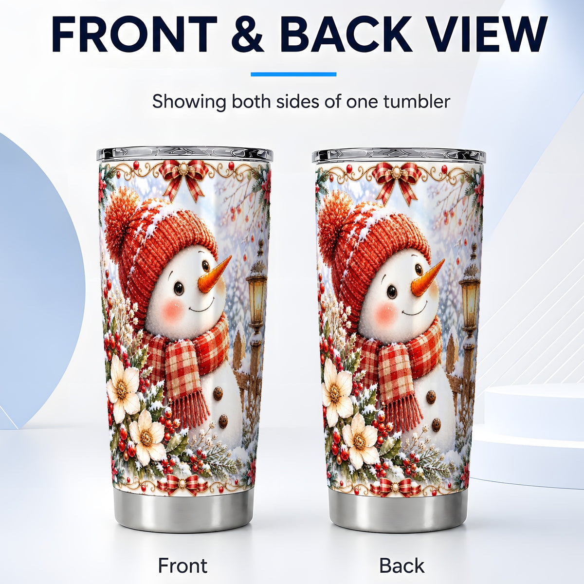 #pl[20oz|Steel] Snowman Tumbler 20oz, Winter Lantern Tumbler, Stainless Steel Travel Cup
